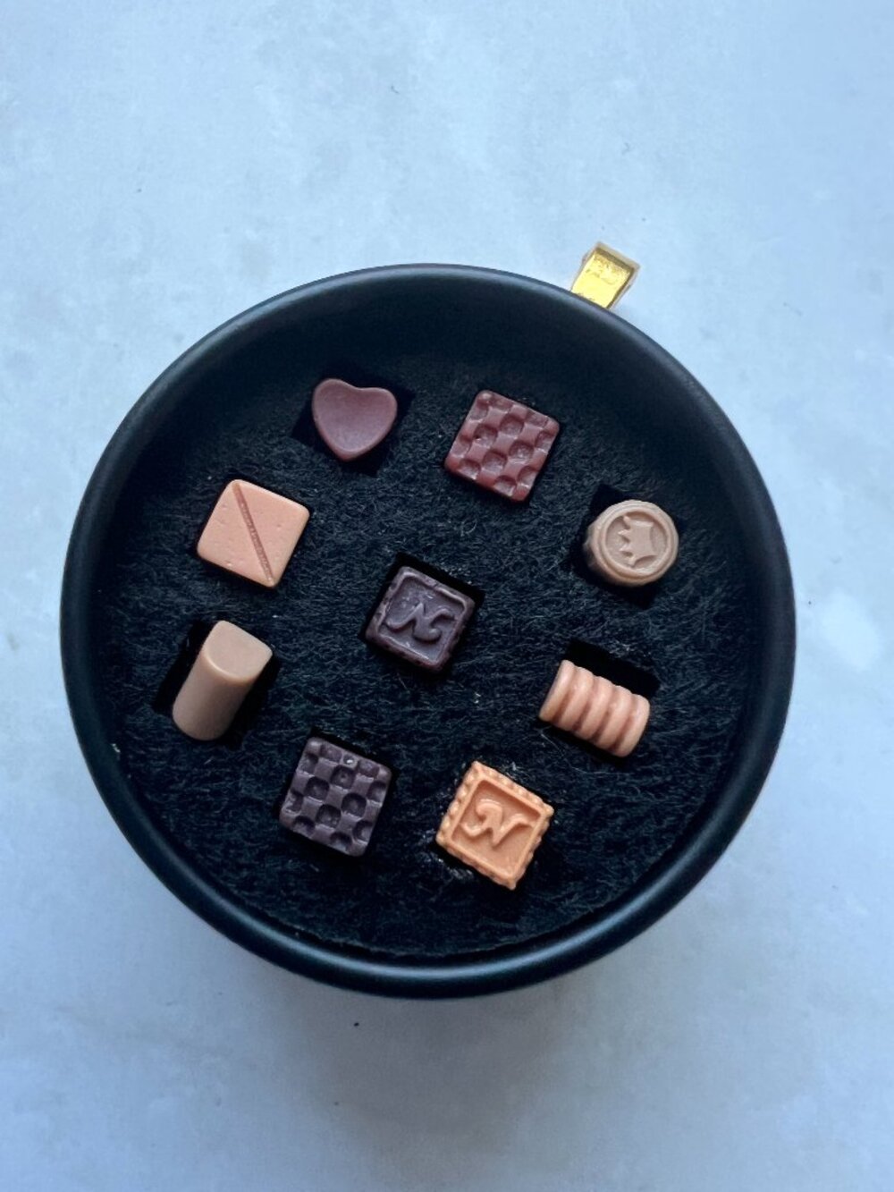 Sweet Dreams Chocolate Box Pendant | Screw-Top Storage | Resin Chocolates | Gold